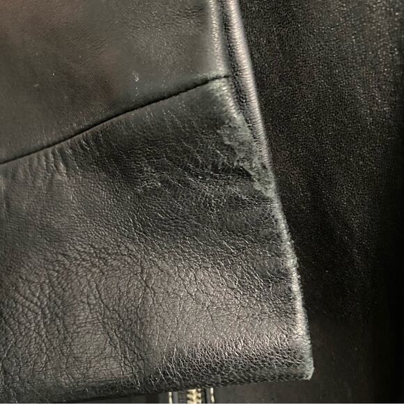 Michael Kors Full Zip Short 100% Leather Black Moto Jacket Women’s Size Large - Picture 5 of 11